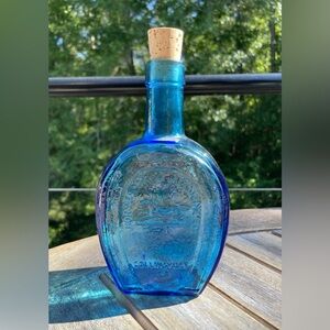 Vintage Horse Shoe Medicine Co Horse Shoe Bitters Blue Bottle With Cork